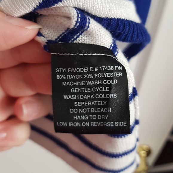 Beautiful Bright Cobalt Blue w/ White Stripes Top - Picture 8 of 8